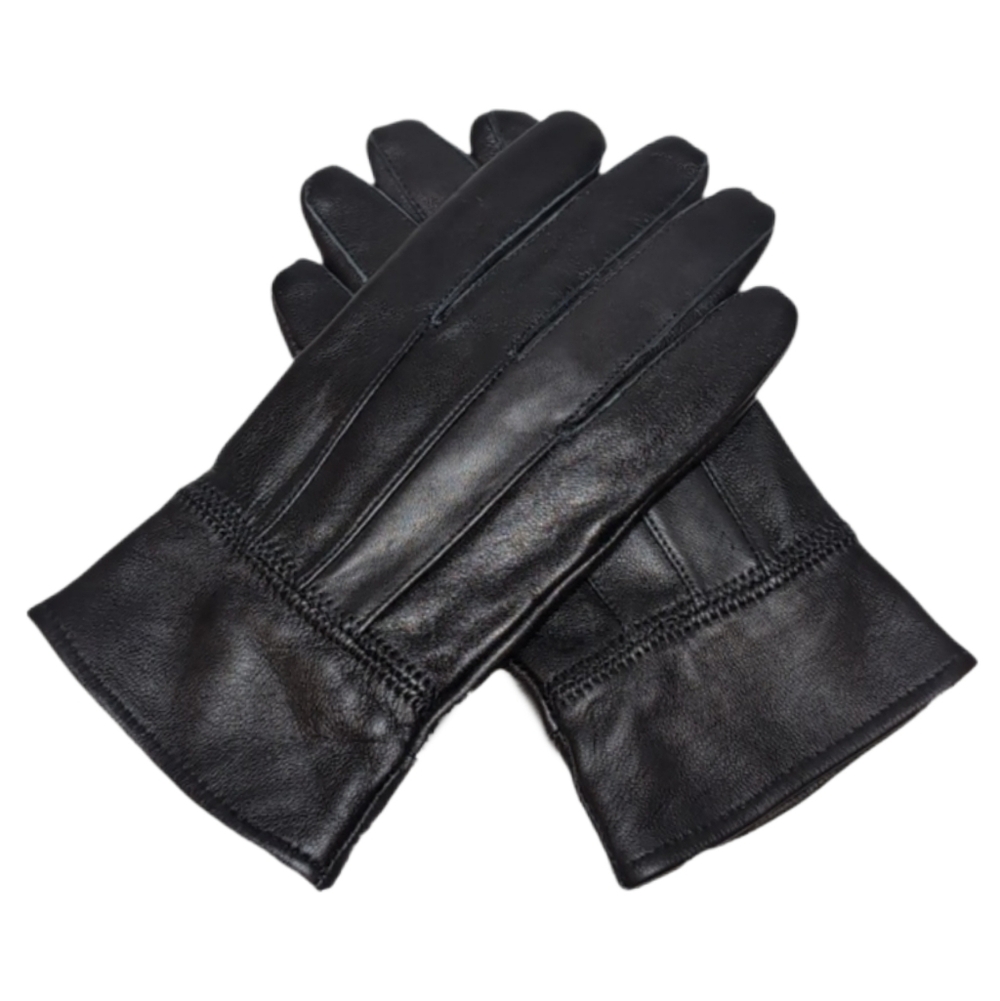 100% Lambskin Leather Gloves Black Fleece Lined Womens Size Small / Medium